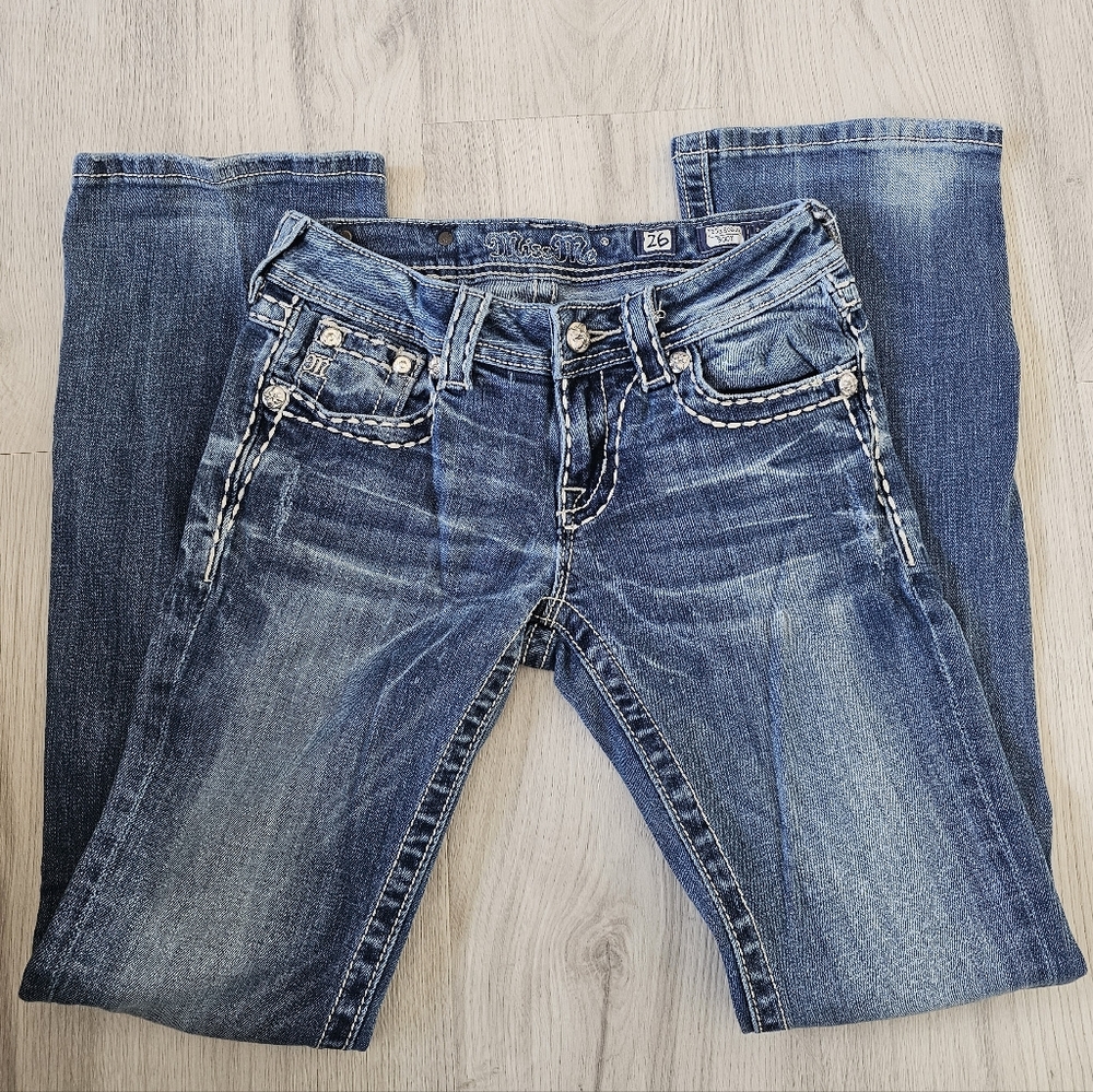 Miss Me Women's Boot Cut Jeans - Faded Blue Wash